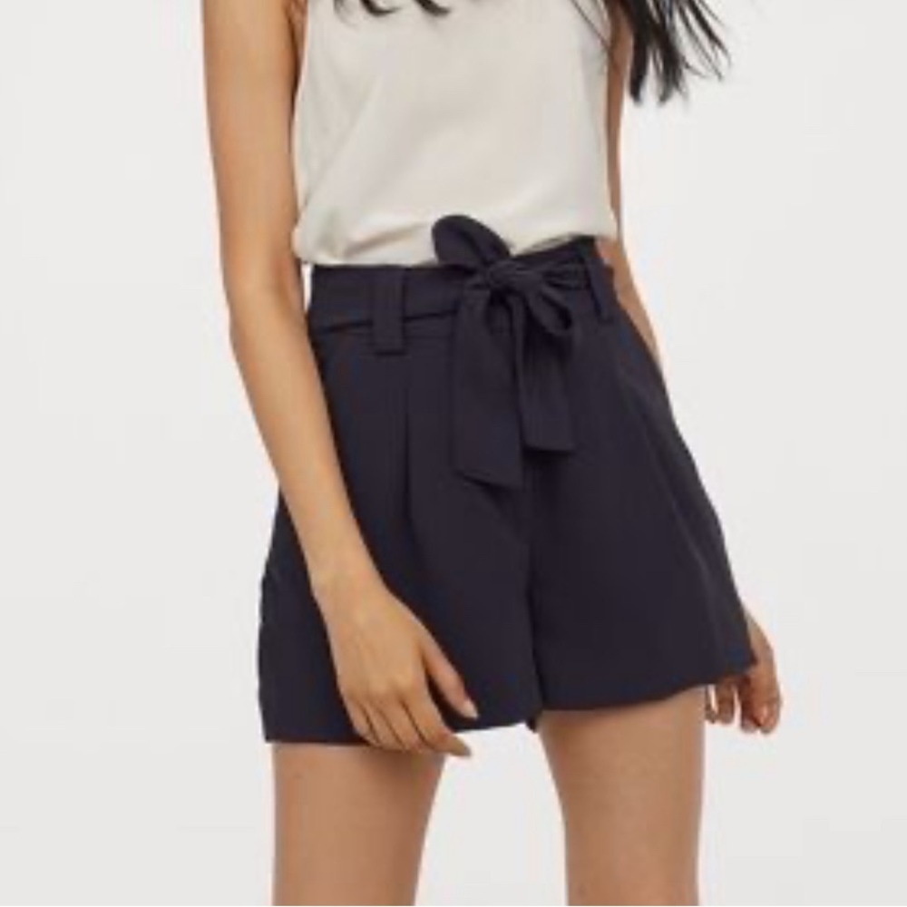 H&M high‎ waist navy blue shorts 8